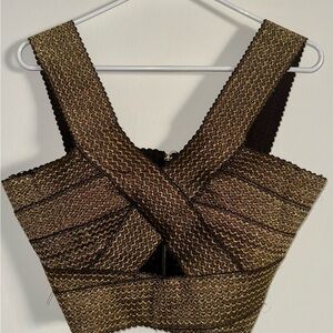 Charlotte Russe Gold and Black Crop Top